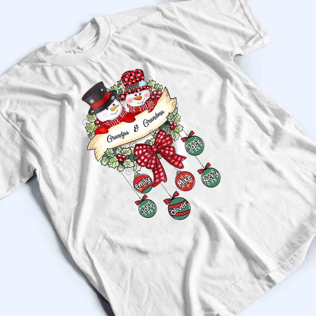 Snowman Grandpa & Grandma - Personalized Custom Shirt - Christmas Gift For Grandpa/Grandma, Mom/Dad