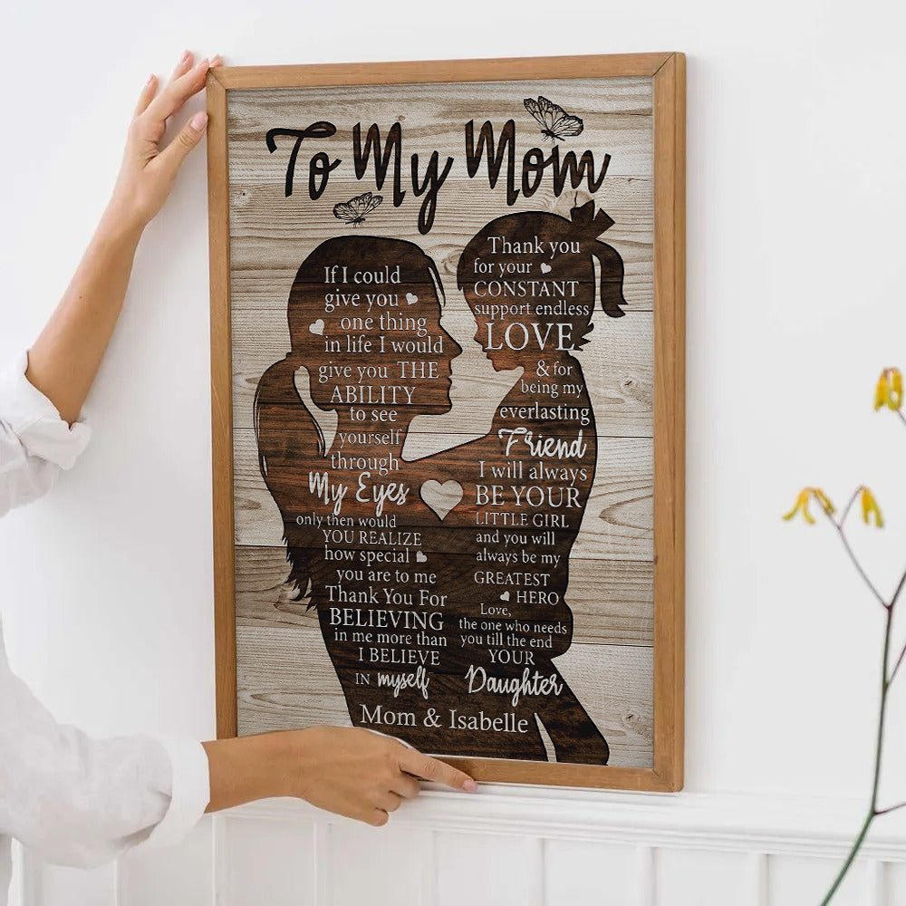 Personalized To My Mom Gift For Mom From Daughter poster, framed in a bright living room