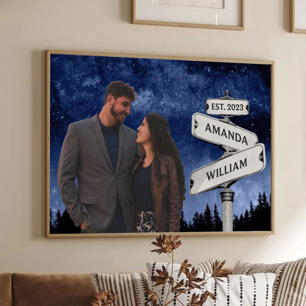 Personalized Custom Photo I Still Fall In Love With You Everyday canvas print, framed in a bright living room