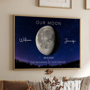 Our Moon Couple Gift Moon Phase - Personalized Poster/Canvas - Gift For Her/Him, Husband/Wife, Couples on Anniversary, Valentine's Day