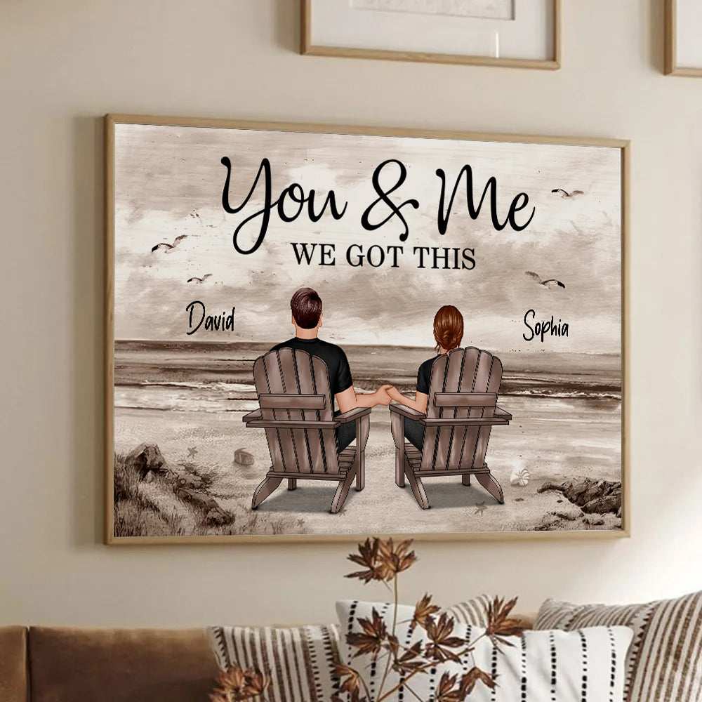 Eternal Love Couple Beach Landscape Retro Vintage - Personalized Poster/Canvas - Gift For Her/Him, Husband/Wife, Couples on Anniversary, Valentine's Day