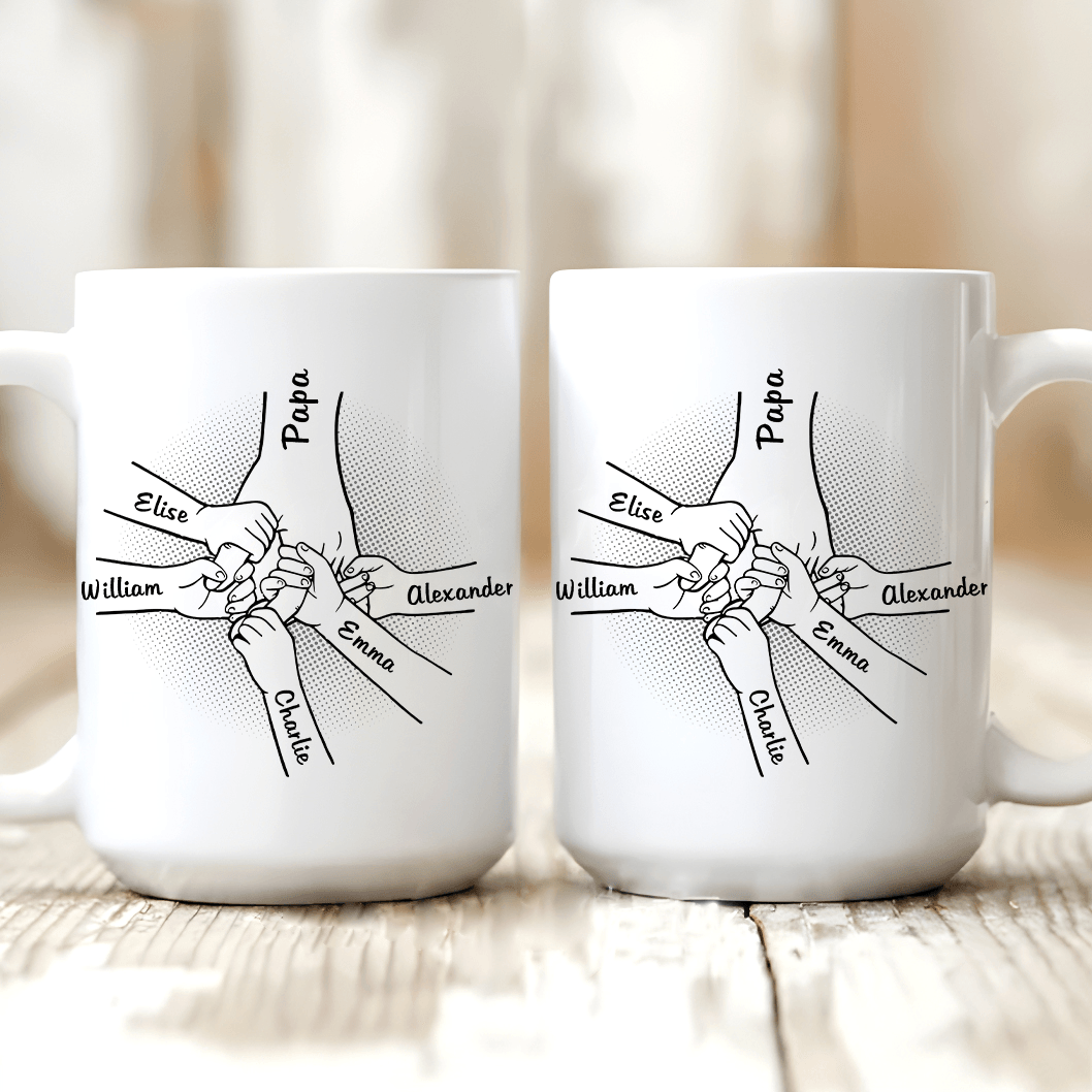 Best Papa Ever Holding Hand - Personalized Mug - Father's Day, Birthday Gift For Dad, Papa, Grandpa - Suzitee Store