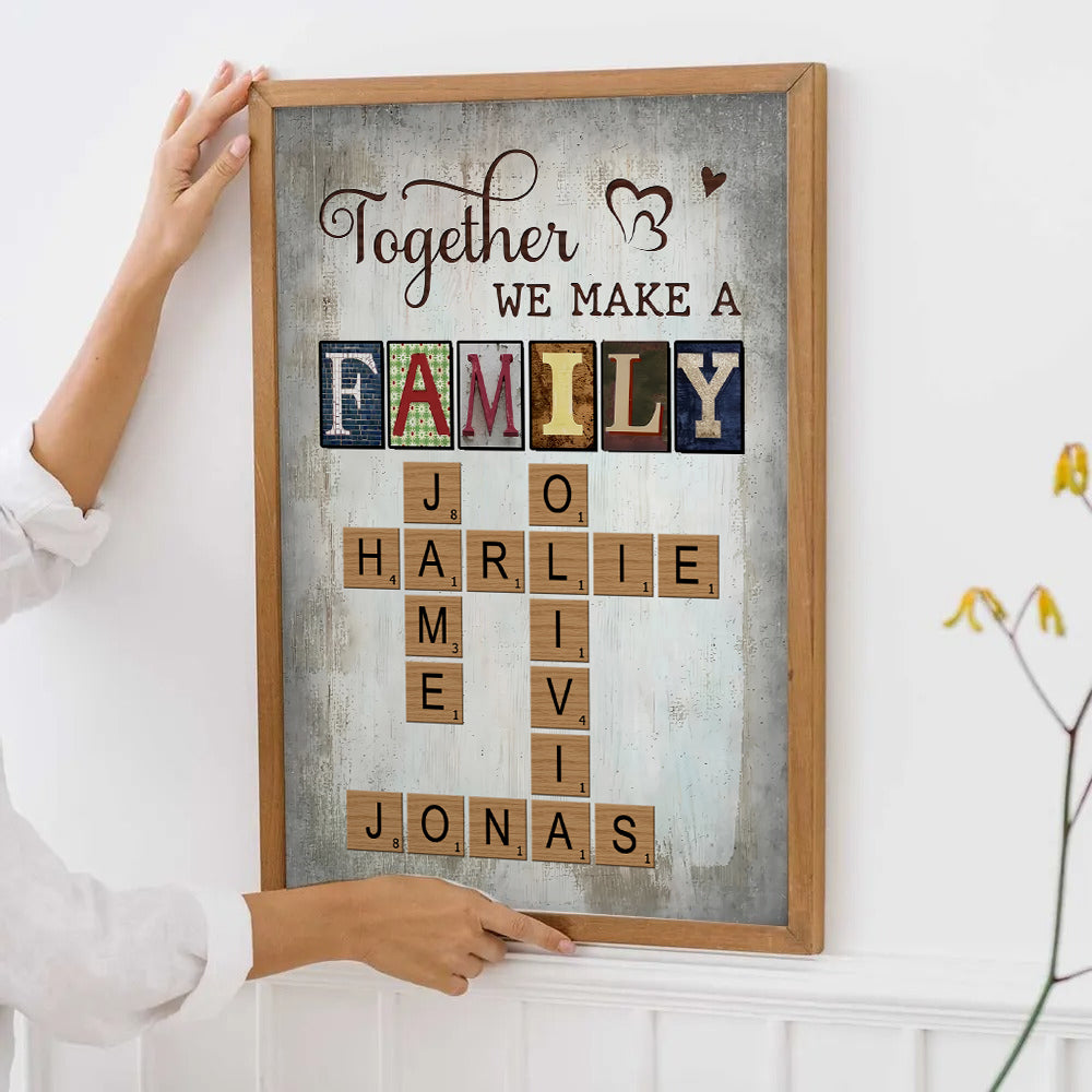 Together We Make A Family Crossword Art - Personalized Poster/Canvas Prints - Gift For Family Members, Mom and Dad 2