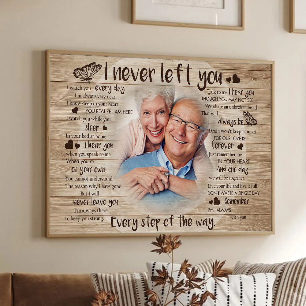 Custom Photo Never Left You - Memorial Gift - Personalized Canvas Prints For Family Members, Loss of Mom, Dad 3