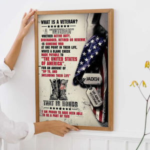 Personalized Name Proud Veteran - Personalized Poster/Canvas Print - Gift For Military Veteran Dad Grandpa Veteran