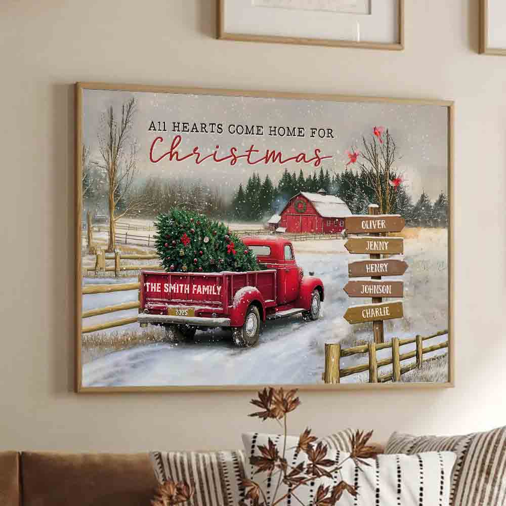 All Hearts Come Home For Christmas - Personalized Poster/Canvas - Gift For Family Members, Mom and Dad