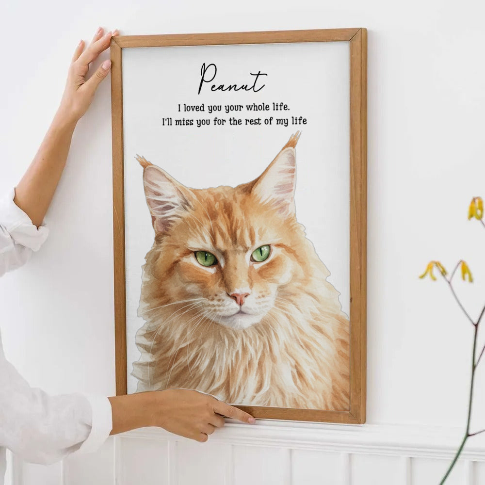 Custom Photo Realistic Watercolor Art Memorial Dog Cat - Personalized Poster/Canvas Prints - Sympathy Gift For Pet Owners, Pet Lovers