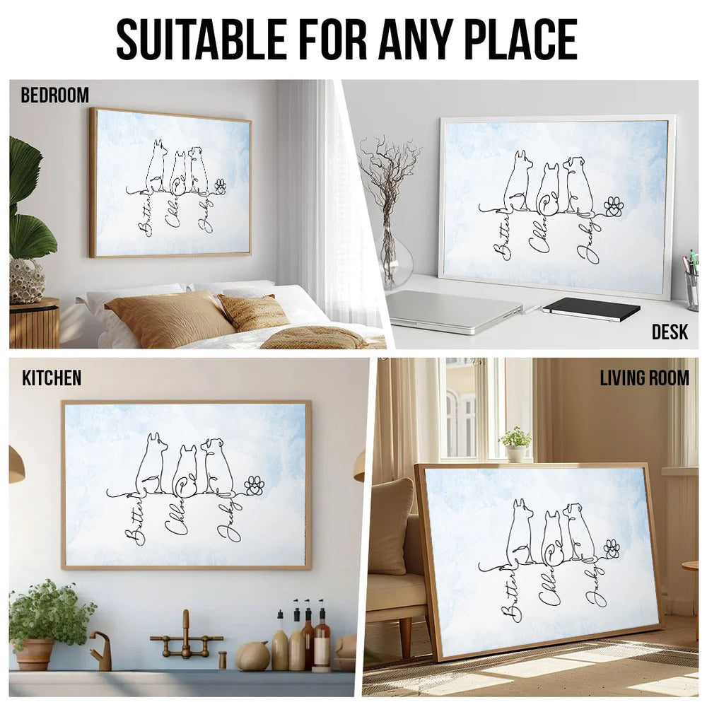 Personalized Adorable Dog Line Art poster, kitchen and living room