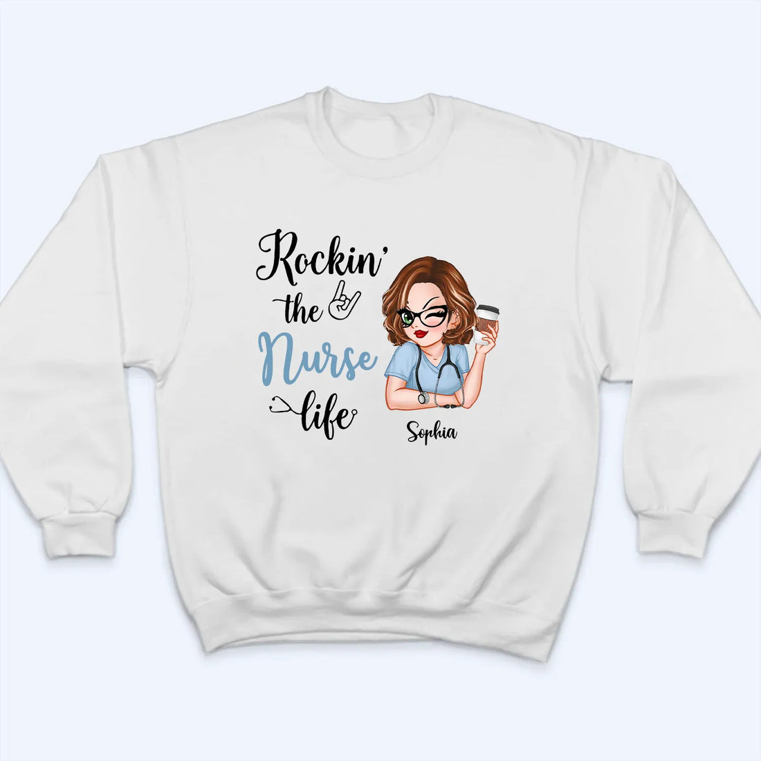 Personalized Rockin‘ The Nurse Life t-shirt, alternate view 4