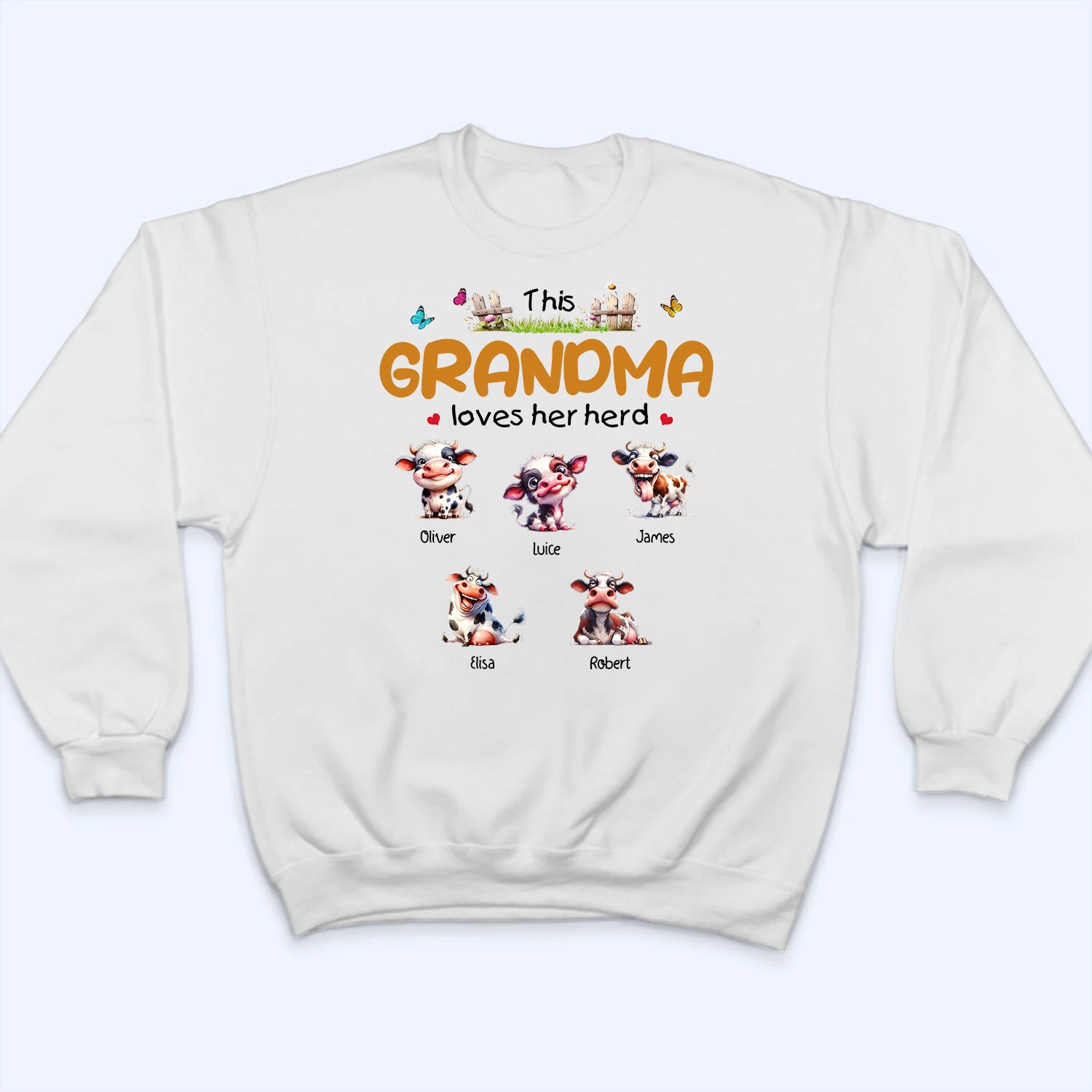 This Grandma Loves Her Herd - Personalized Custom T Shirt -  Gift for Grandma/Grandparent