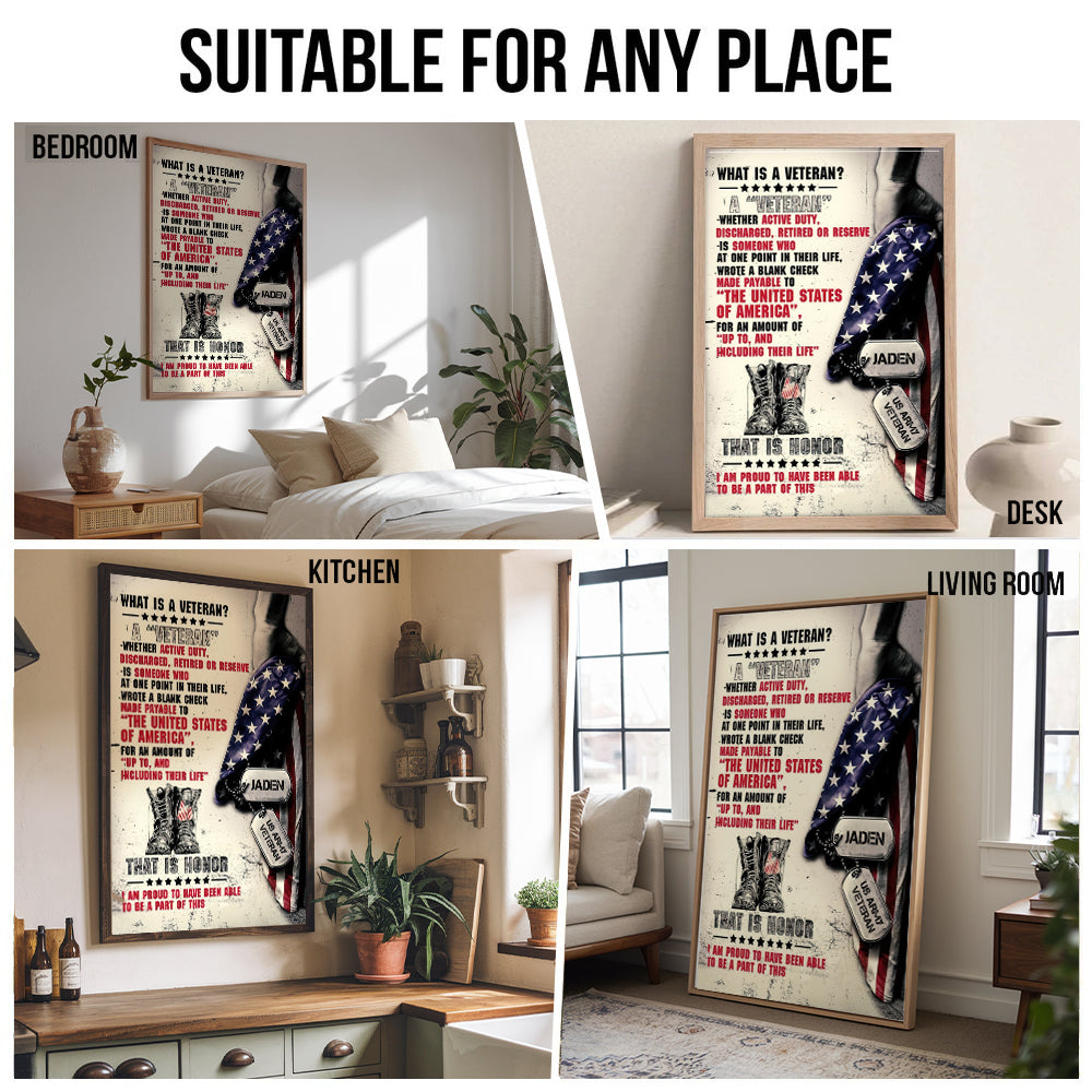 Personalized Name Proud Veteran poster, kitchen and living room