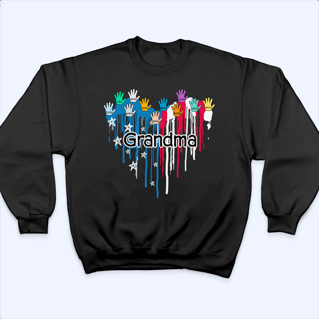 Grandpa/Grandma Heart Hand Print - Personalized Custom T Shirt - Gift for Mom, Dad, Grandma, Grandpa
