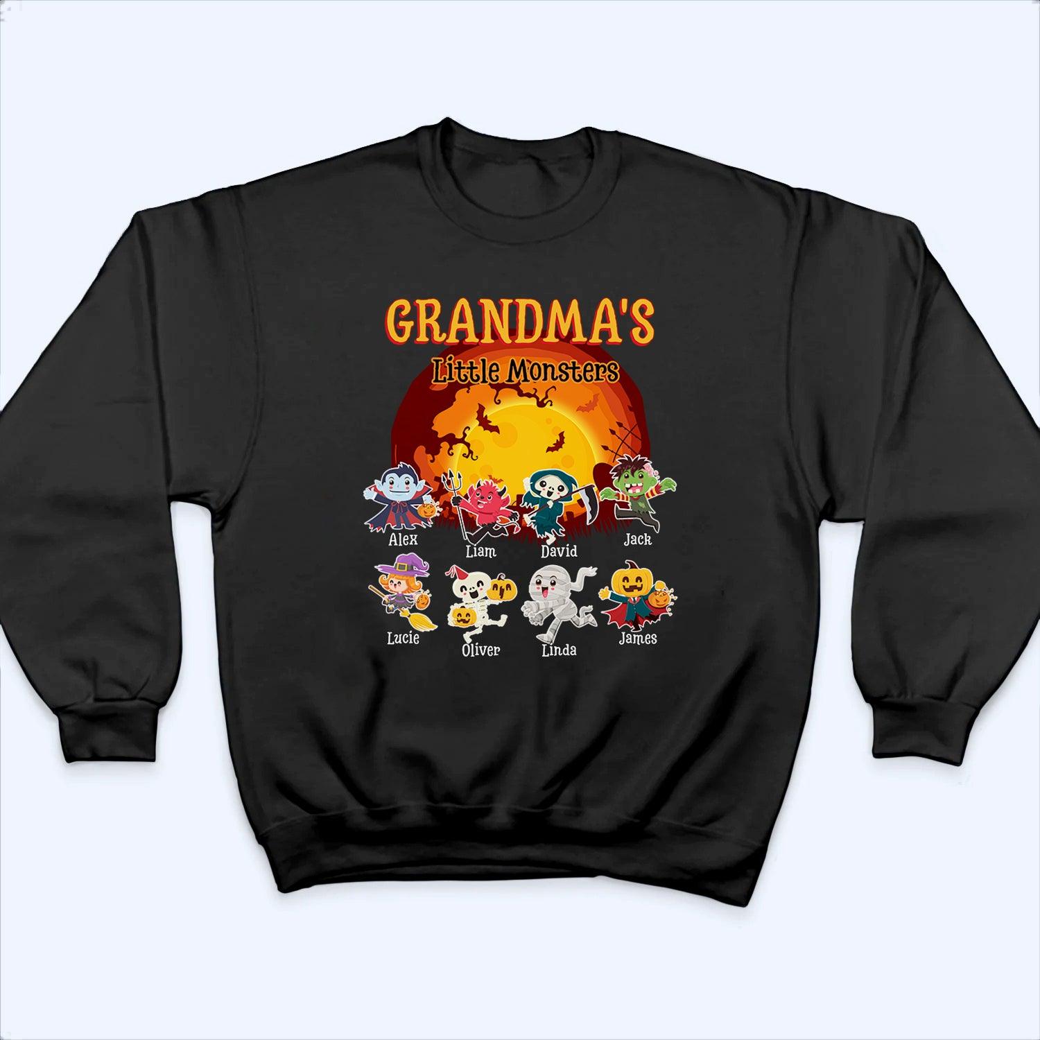 Grandma's Little Monsters - Personalized Custom T Shirt - Halloween Gift for Grandma/Nana/Mimi, Mom, Wife, Grandparent 5