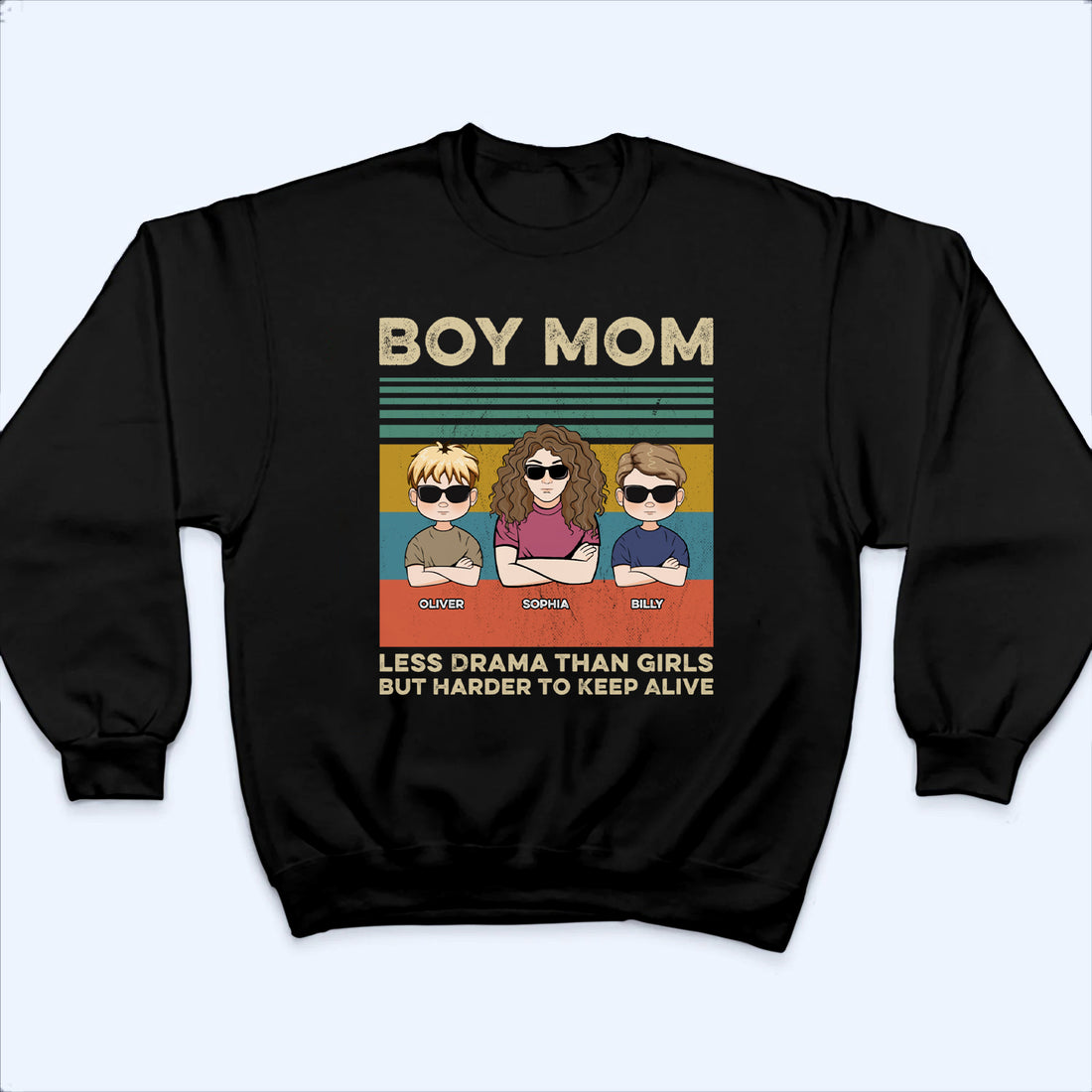 Personalized Boy Mom Less Drama Than Girls t-shirt, alternate view 5