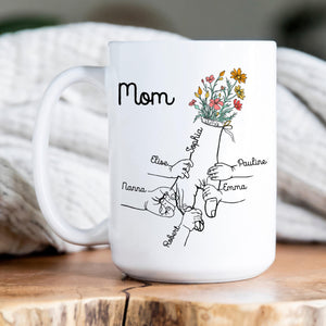 Holding Mom's Hand - Personalized Mug - Gift for Mom, Wife, Grandma, Mother's Day - Suzitee Store