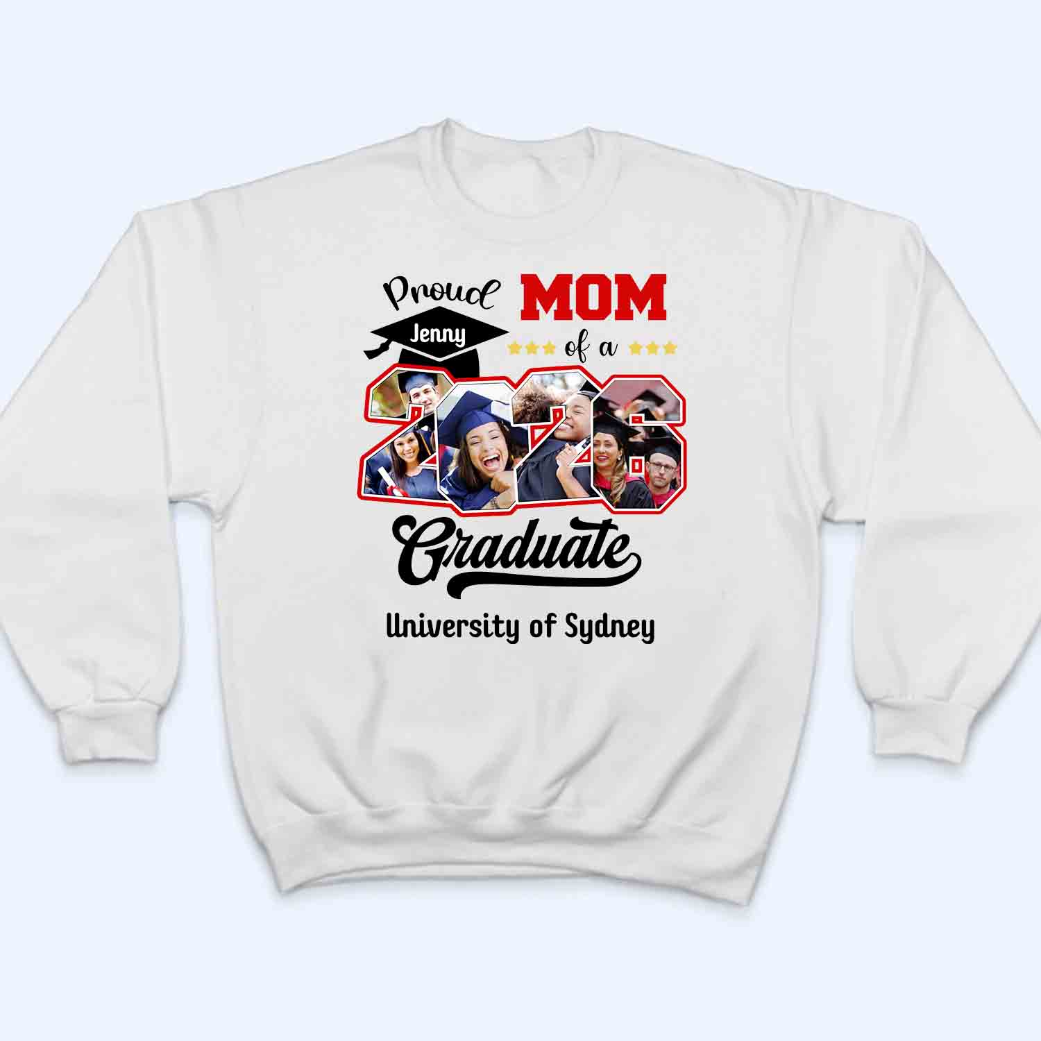 Custom Photo Proud Family Of A Class Of 2025 Graduate Senior - Personalized Custom Graduation T Shirt - Loving Gift for Grandma, Grandpa, Mom, Dad, Brother, Sister, Aunt, Uncle