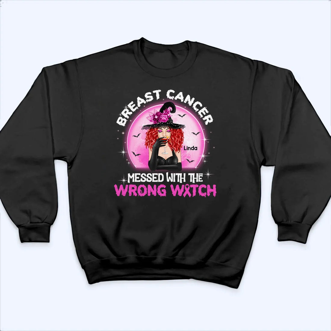 Personalized Breast Cancer Messed With Wrong Witch t-shirt, alternate view 5