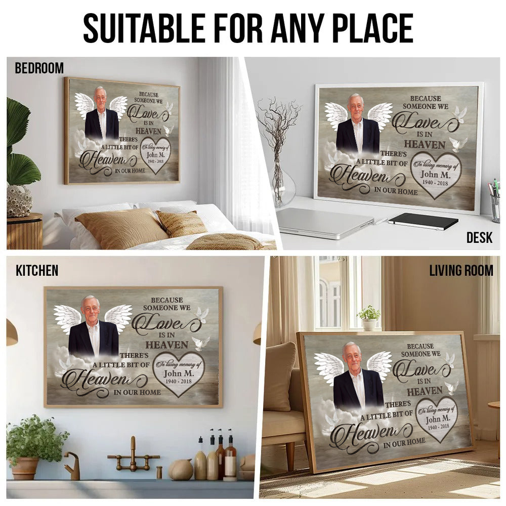 Loss of Dad, Husband | Custom Photo Love Is In Heaven - Memorial Gift - Personalized Canvas For Family Members