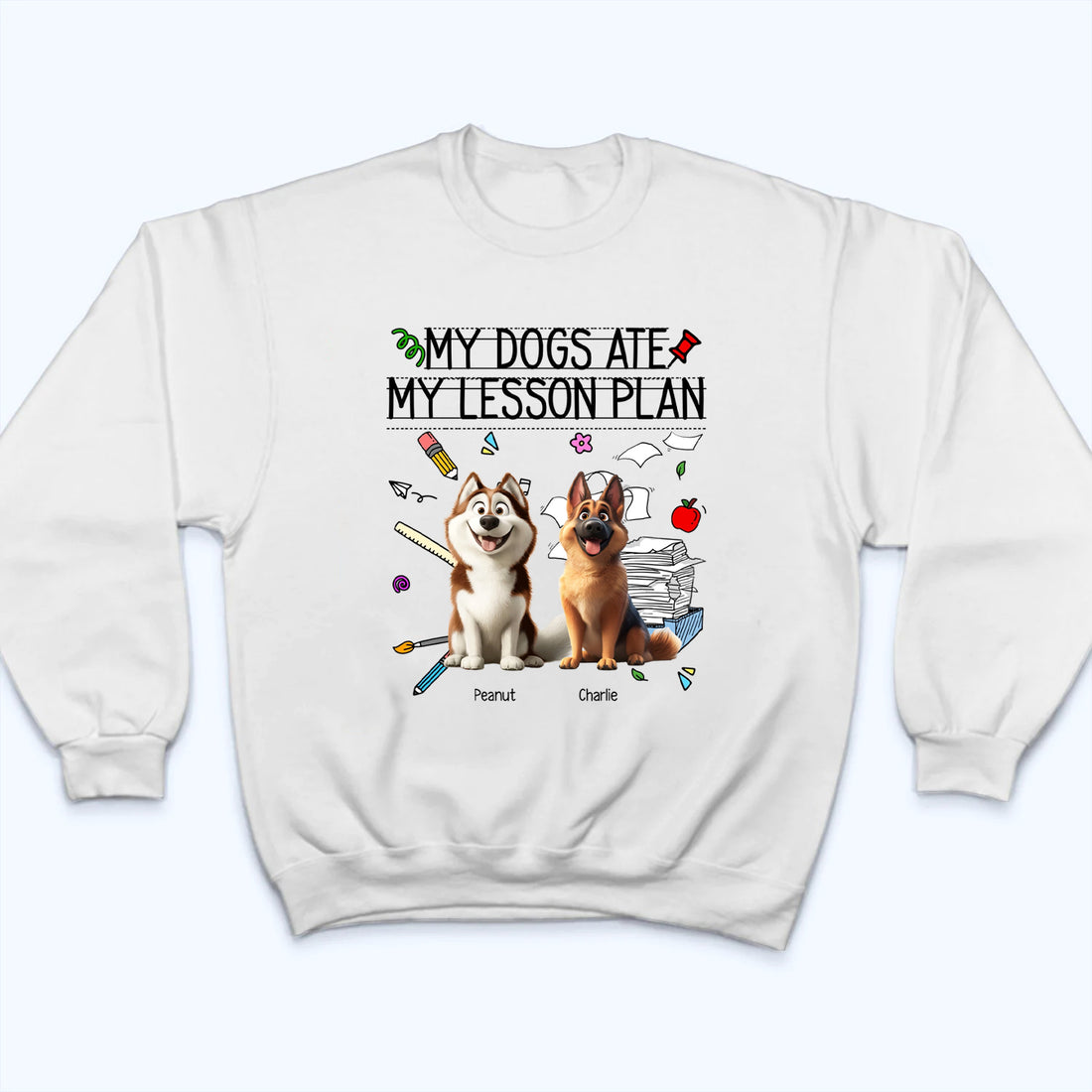 Personalized My Dog Ate My Lesson Plan Teacher t-shirt, alternate view 5
