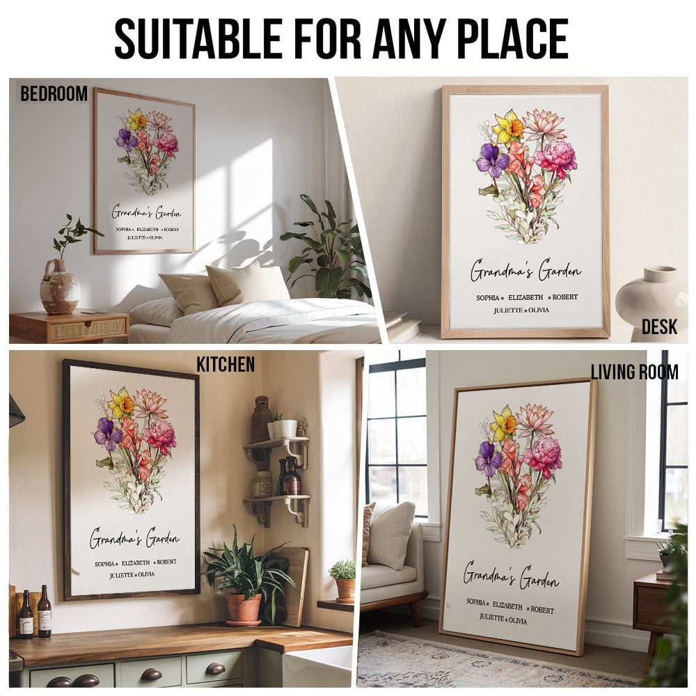 Blooming Stories Of Generations - Personalized Vertical Canvas Prints - Family Gift For Grandma, Grandpa, Grandparent