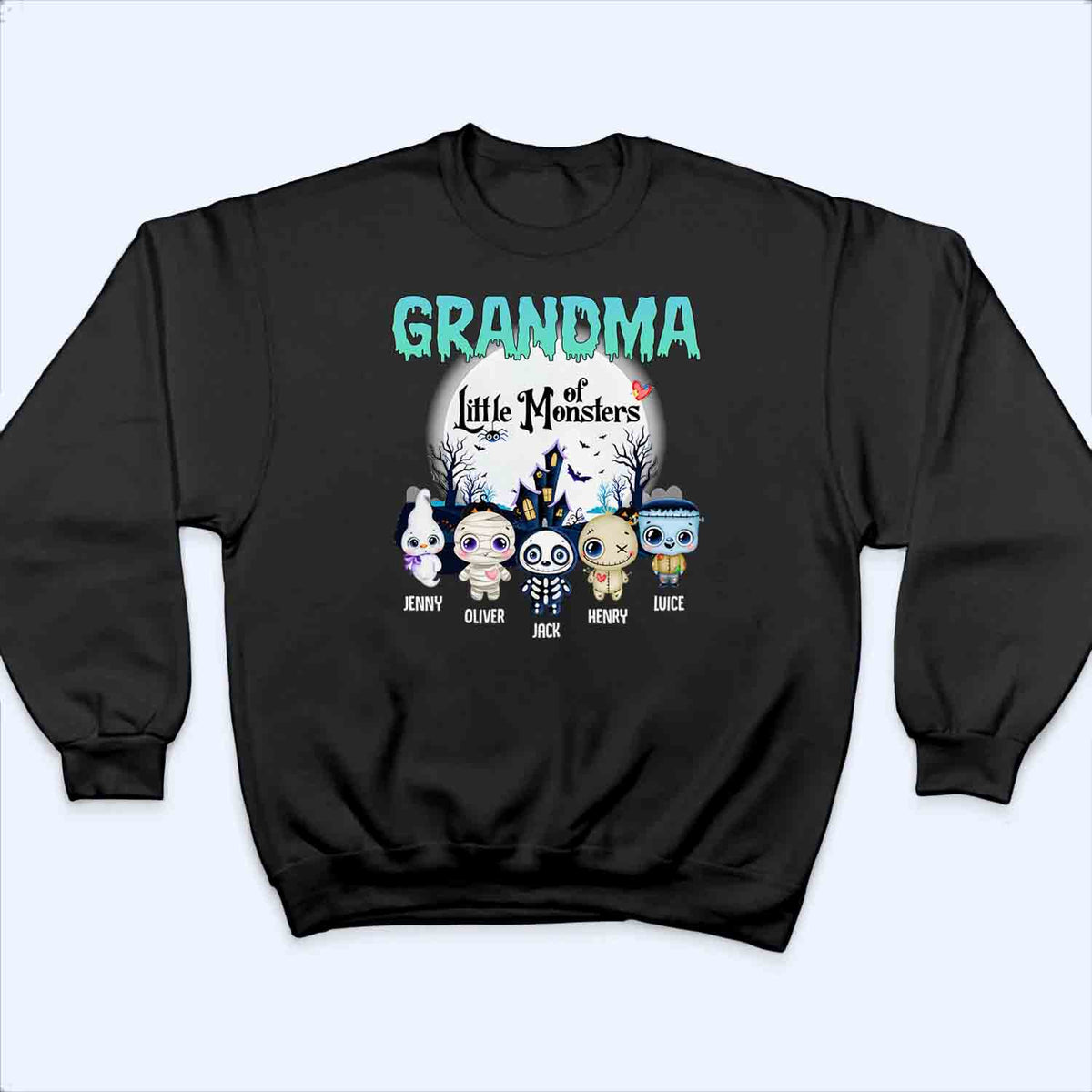 Grandma Of These Little Monsters - Personalized Custom T Shirt - Halloween Gift for Grandma/Nana/Mimi, Mom, Wife, Grandparent