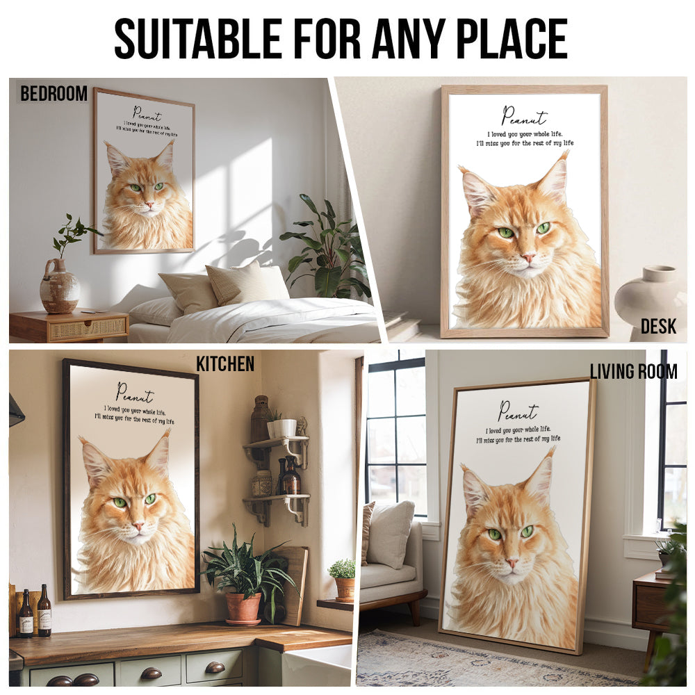Custom Photo Realistic Watercolor Art Memorial Dog Cat - Personalized Poster/Canvas Prints - Sympathy Gift For Pet Owners, Pet Lovers