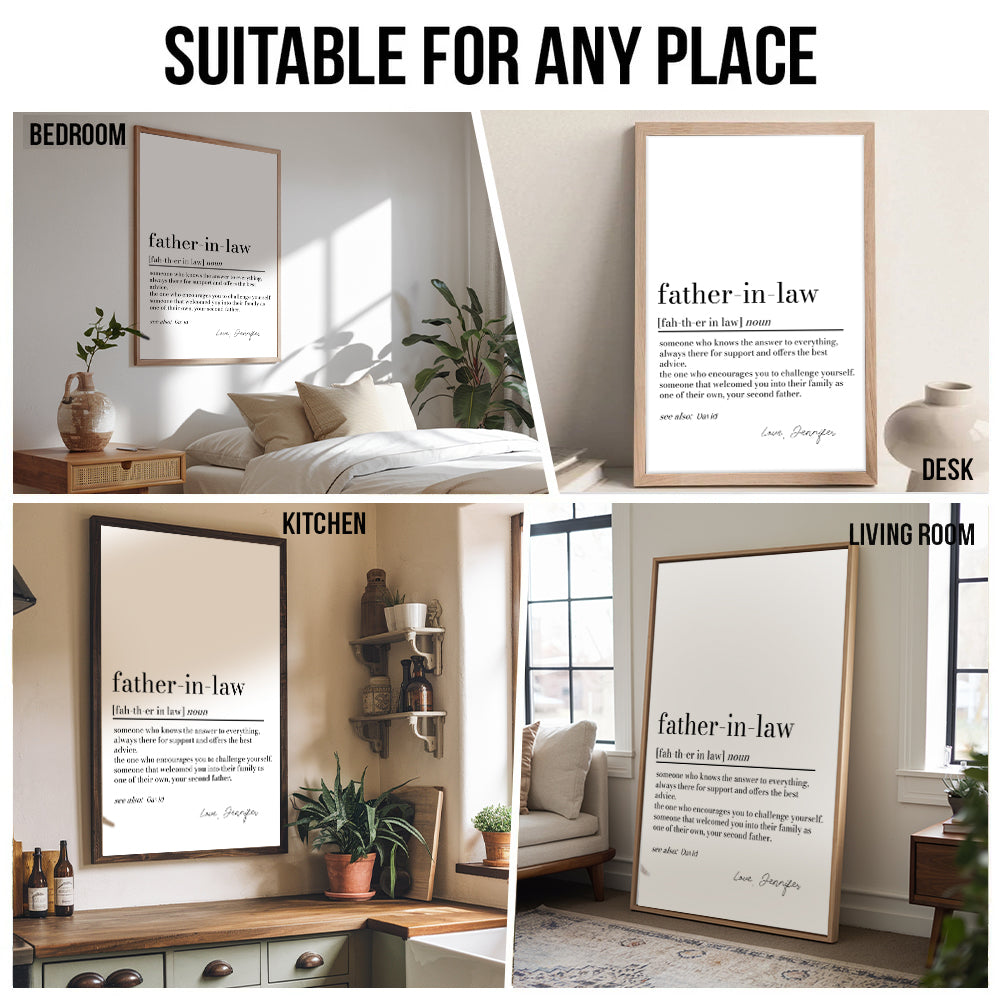 Personalized Father in Law Definition Print poster, kitchen and living room