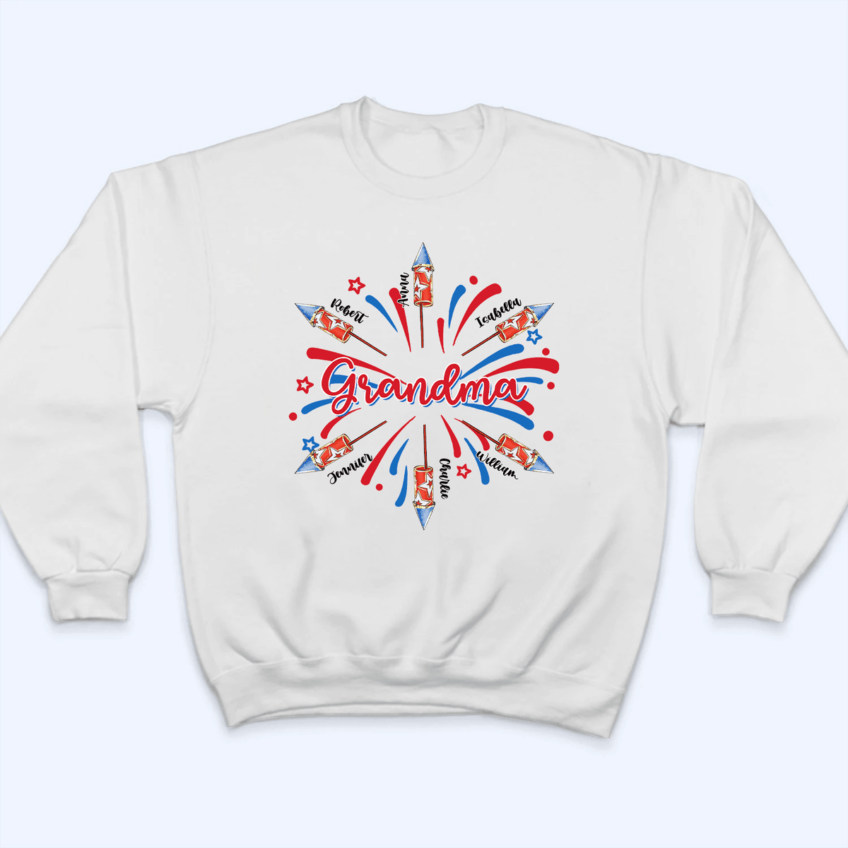 Patriotic 4th of July Grandma With Grandkids Names - Personalized Custom T Shirt - Gift for Grandma/Nana/Mimi, Mom, Wife, Grandparent - Suzitee Store