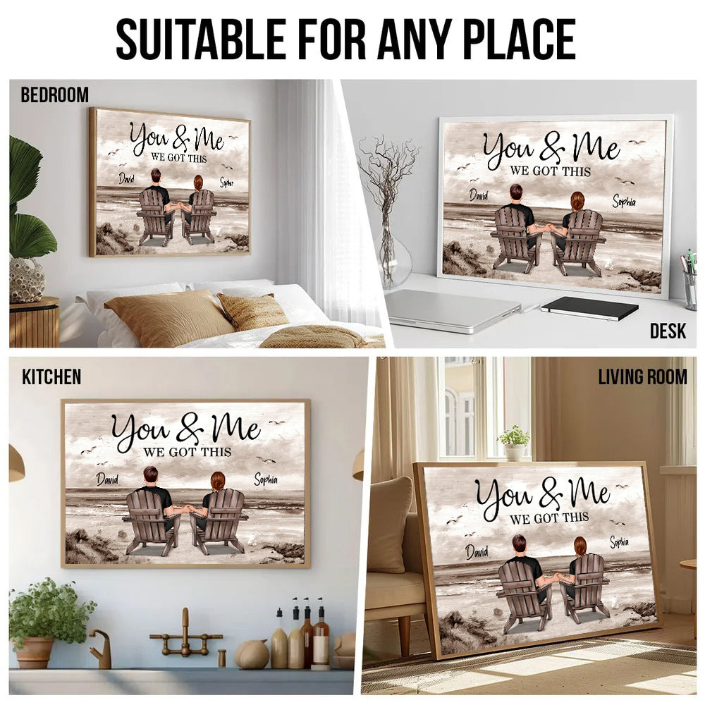 Eternal Love Couple Beach Landscape Retro Vintage - Personalized Poster/Canvas Prints - Gift For Her/Him, Husband/Wife, Couples on Anniversary, Valentine's Day 4