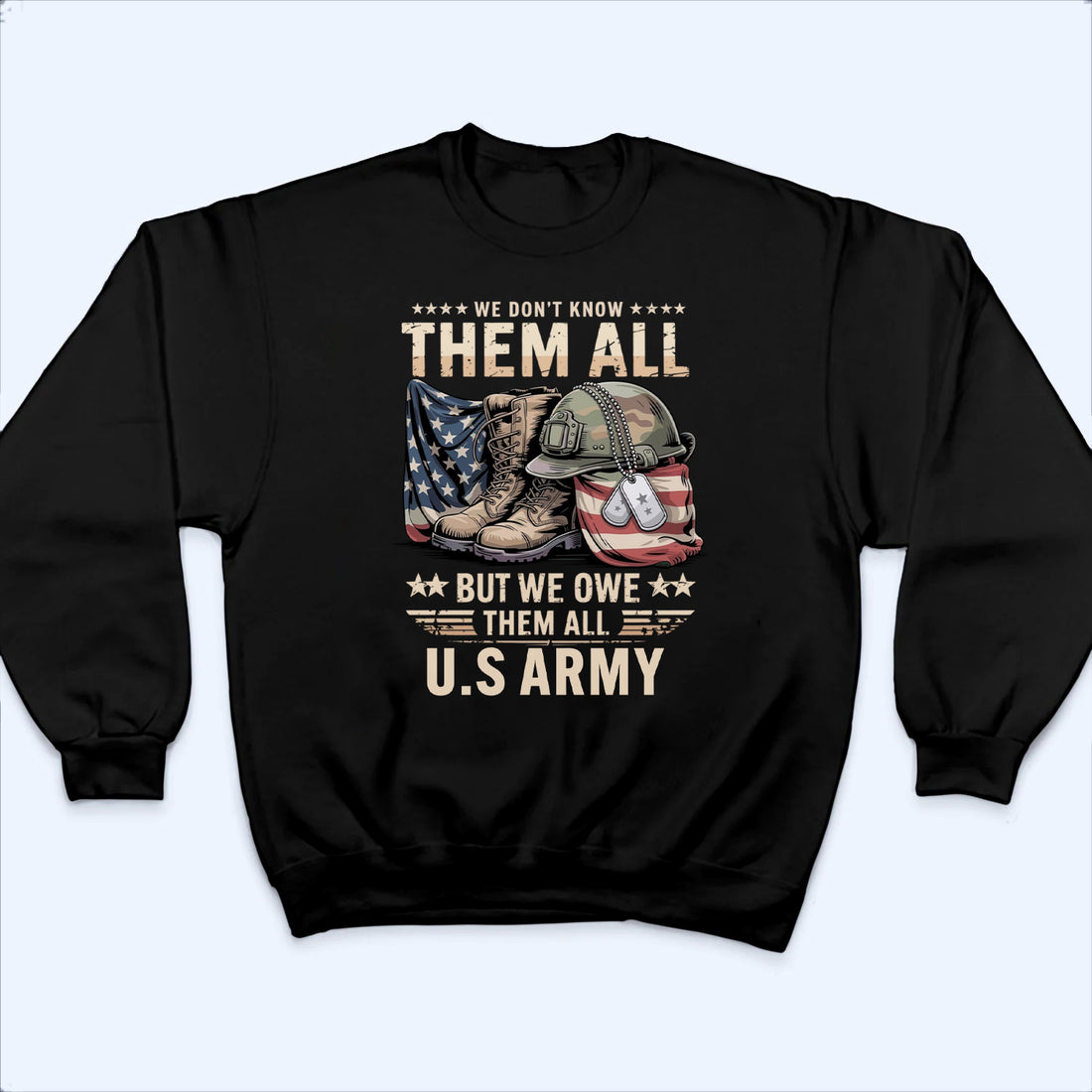 Personalized Patriotic "We Owe Them All" Veterans Day t-shirt, alternate view 4