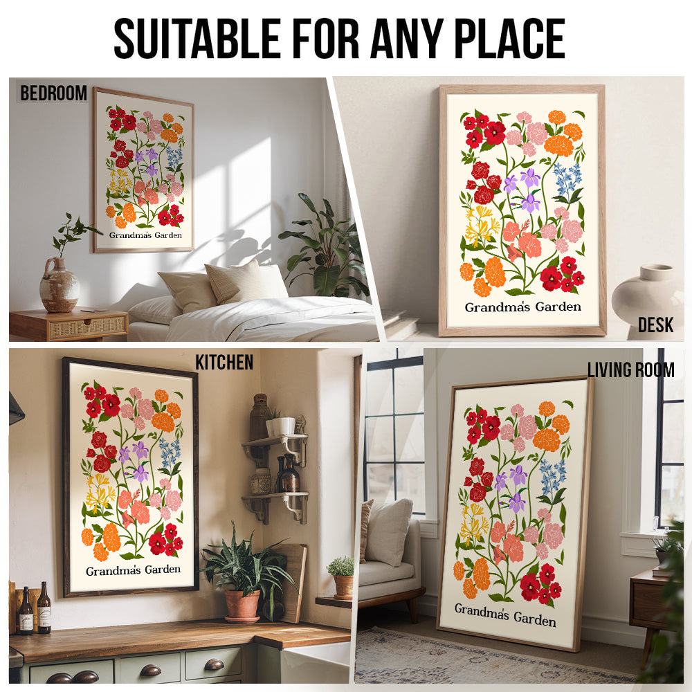 Custom Family Birth Flower Bouquet Artwork Minimalist - Personalized Poster/Canvas - Mother's Day Gift For Mom, Grandma