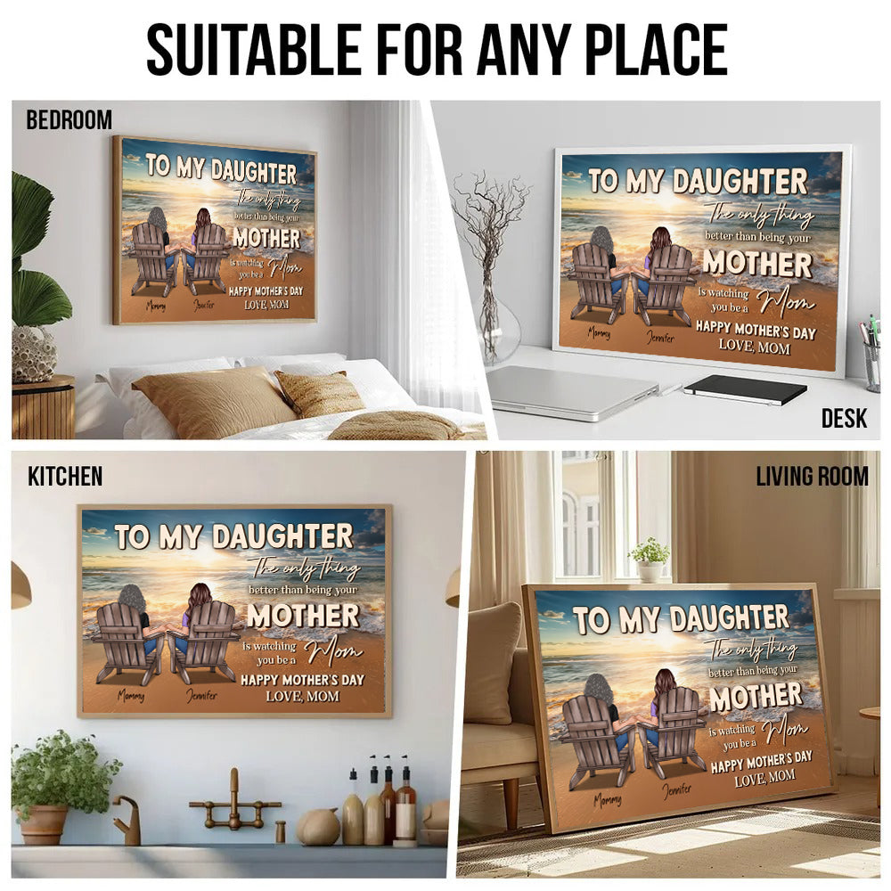Personalized Beach Landscape To My Daughter From Mom poster, kitchen and living room