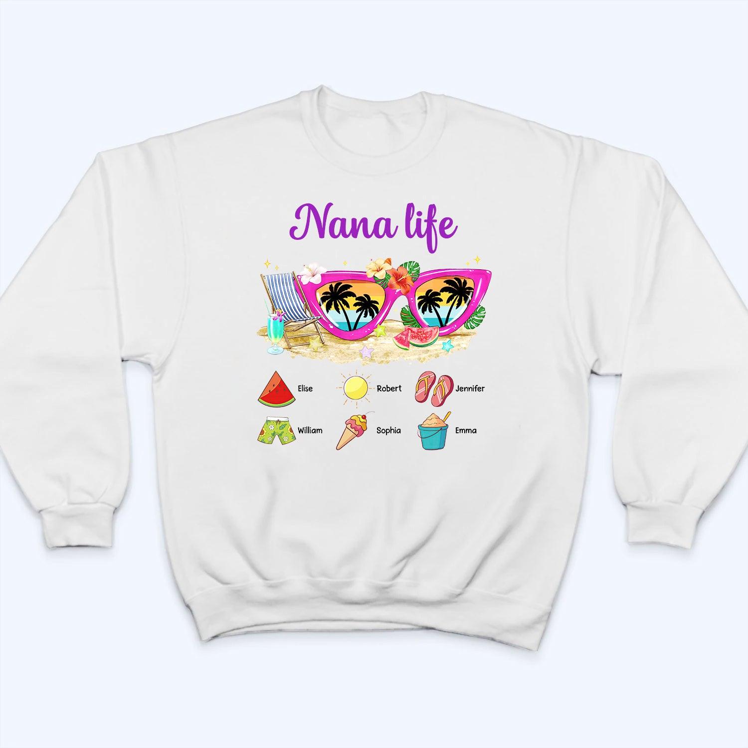 Grandma Life Sunglasses Beach Vibes Summer Vacation - Personalized Custom T Shirt - Gift for Grandma/Nana/Mimi, Mom, Wife, Grandparent - Suzitee Store