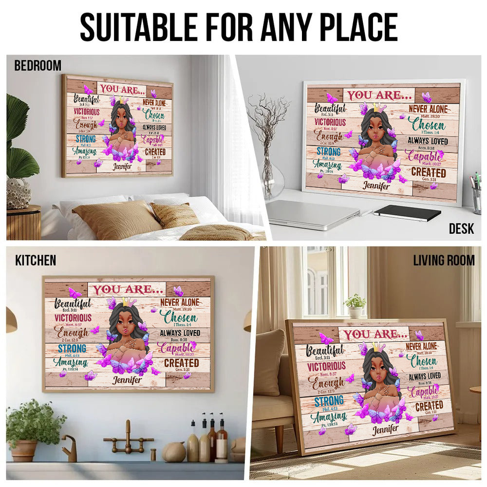 Personalized You Are Beautiful Bible Verse poster, kitchen and living room