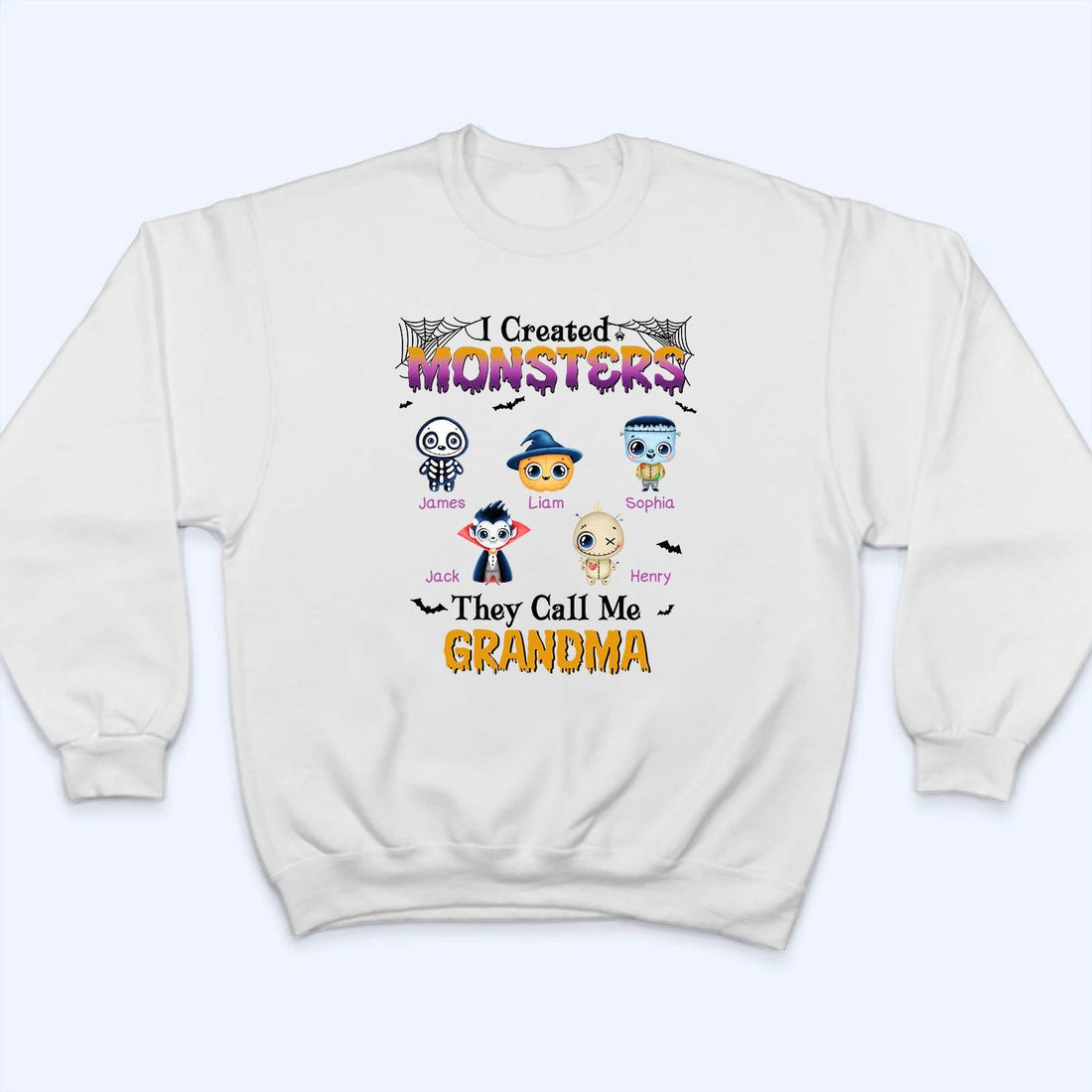 I Created Monsters - Personalized Custom T Shirt - Halloween Gift for Grandma/Nana/Mimi, Mom, Wife, Grandparent