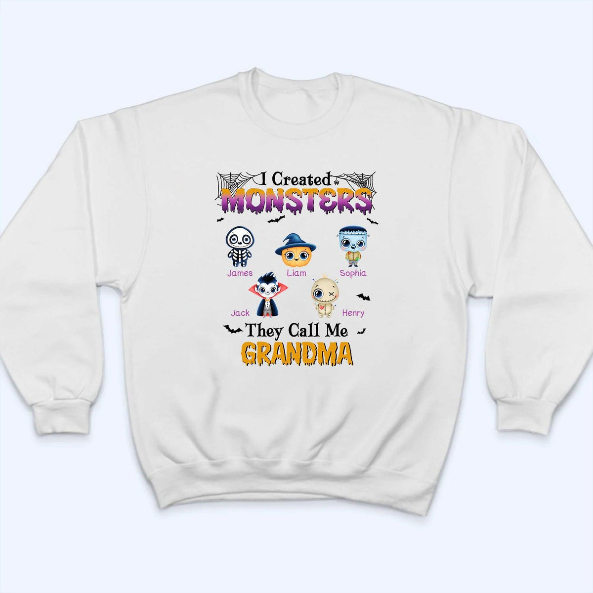 I Created Monsters - Personalized Custom T Shirt - Halloween Gift for Grandma/Nana/Mimi, Mom, Wife, Grandparent