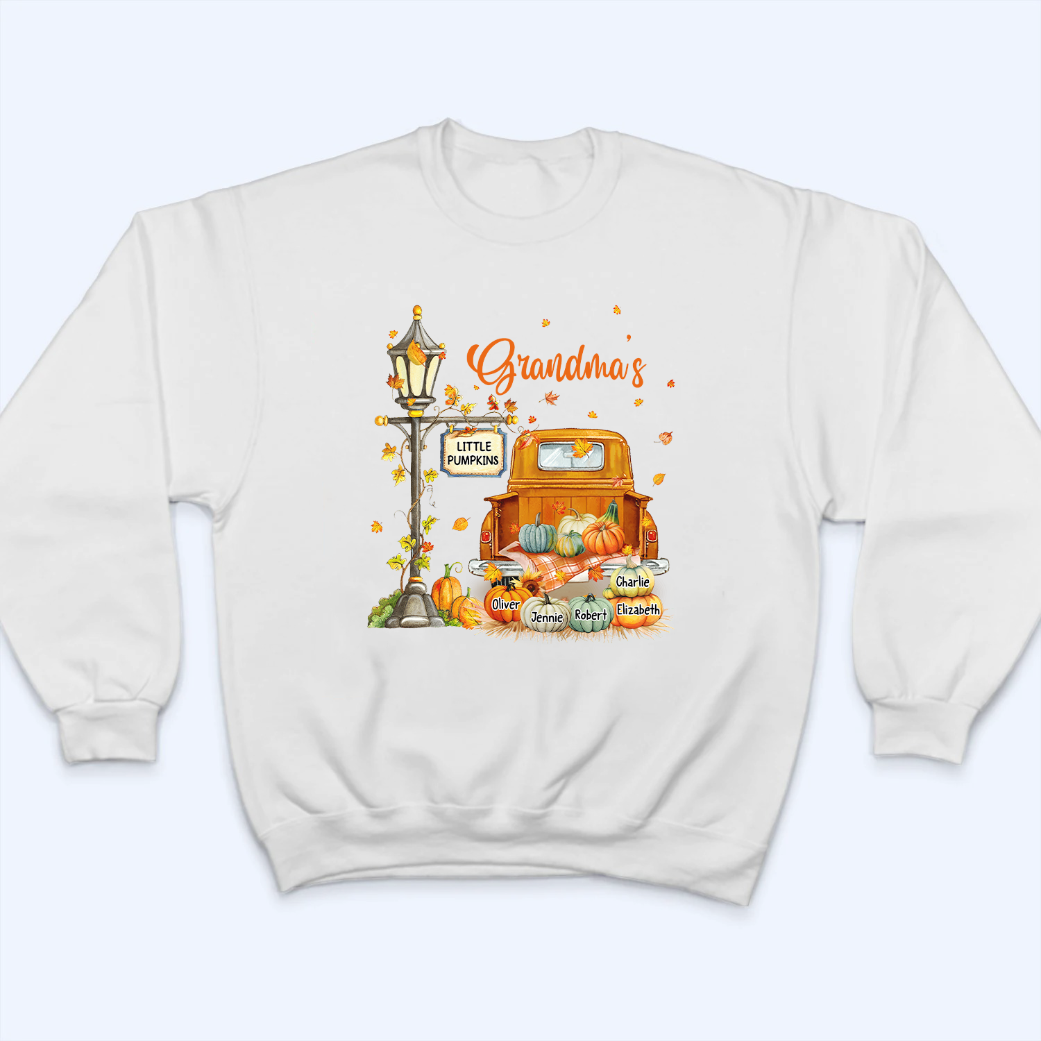 Fall Season Pumpkin Truck Grandma's Little Pumpkins - Personalized Custom T Shirt - Fall Season Gift for Grandma/Nana/Mimi, Mom, Wife, Grandparent 4