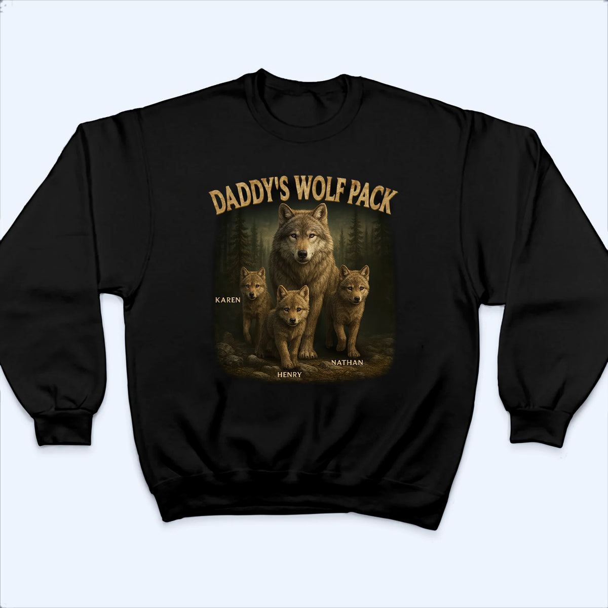 Papa’s Wolf Pack - Personalized Custom T Shirt - Father's Day Gift for Dad, Papa, Grandpa, Daddy, Dada