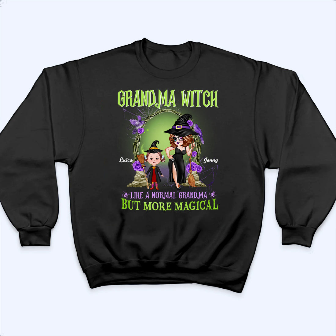 Purple And Green Pretty Grandma - Personalized Custom T Shirt - Halloween Gift for Grandma, Nana, Grammy