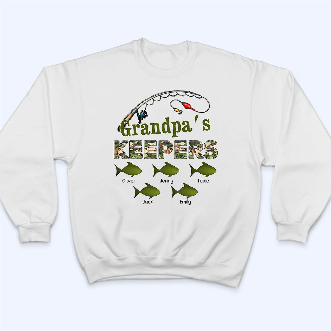 Personalized Grandpa‘s Keepers Pattern Fishing t-shirt, alternate view 4