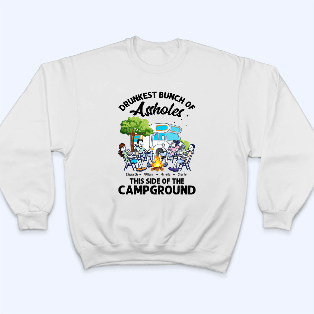 Personalized Drunkest Bunch Of Assholes Camping t-shirt, alternate view 4