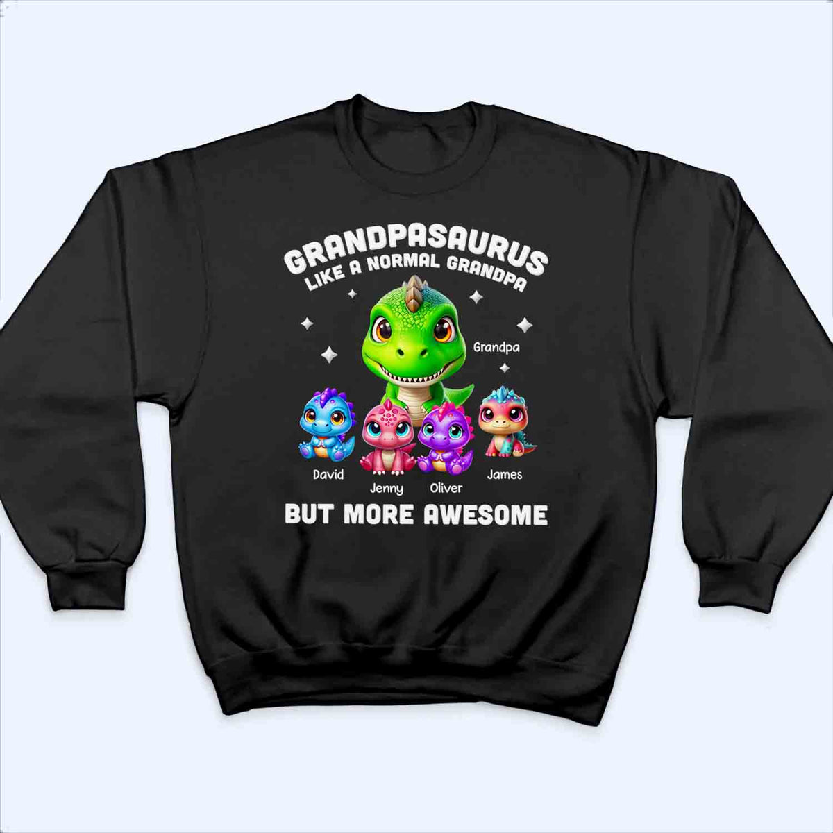 Daddysaurus Grandpasaurus 3D Dinosaurs - Personalized Custom T Shirt - Father's Day Gift for Dad, Papa, Grandpa, Daddy, Dada