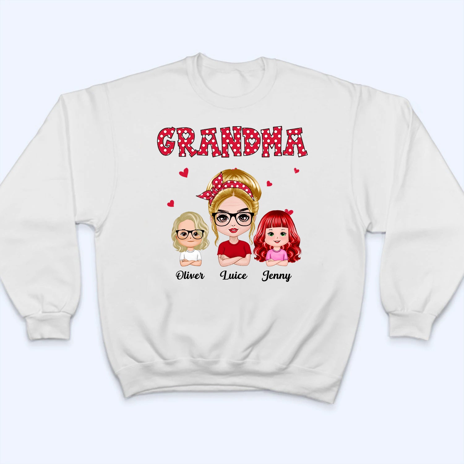 Polka Dot Pattern Grandma And Grandkids - Personalized Custom T Shirt - Gift for Grandma/Grandparent 5