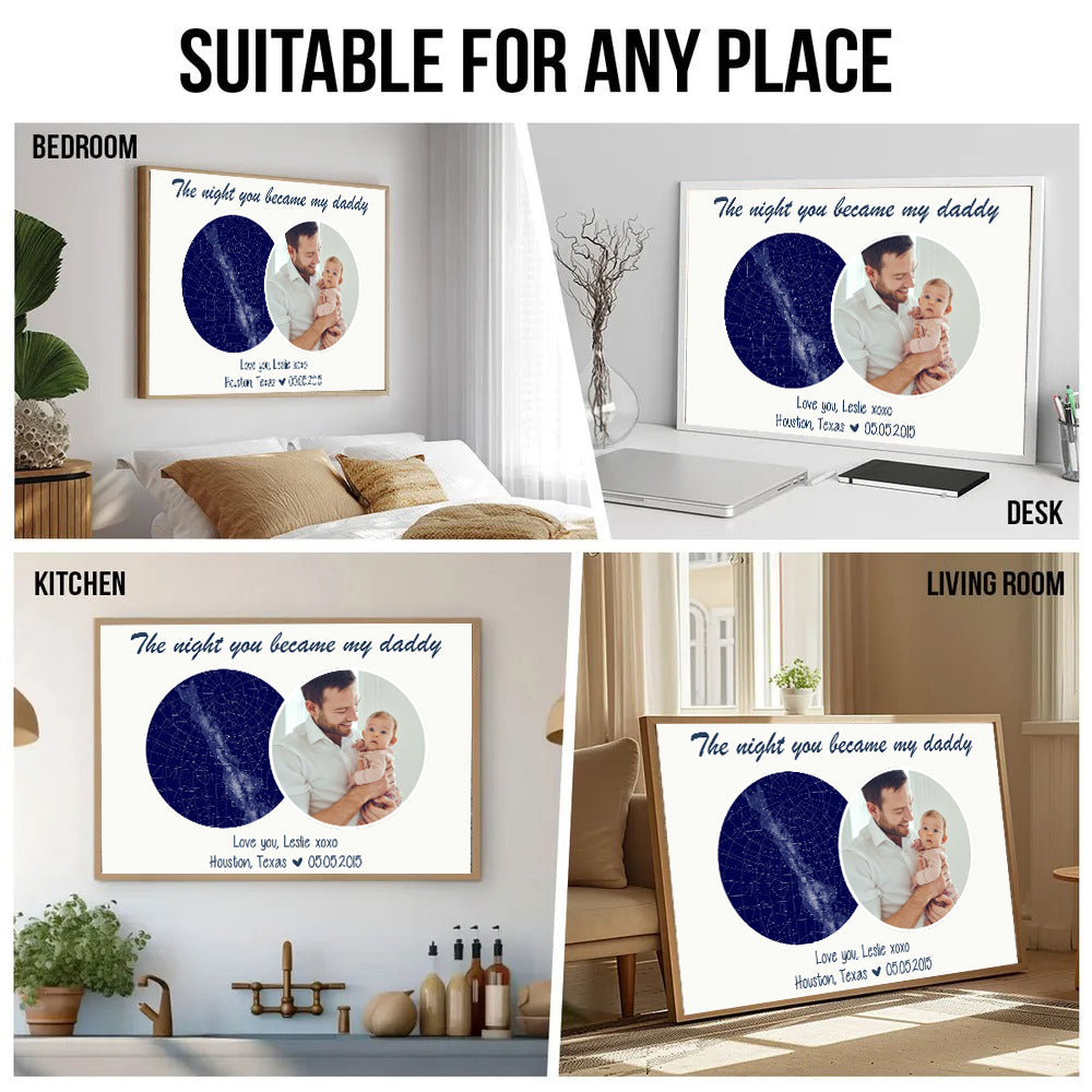 Custom Photo The Night You Became My Daddy poster, kitchen and living room