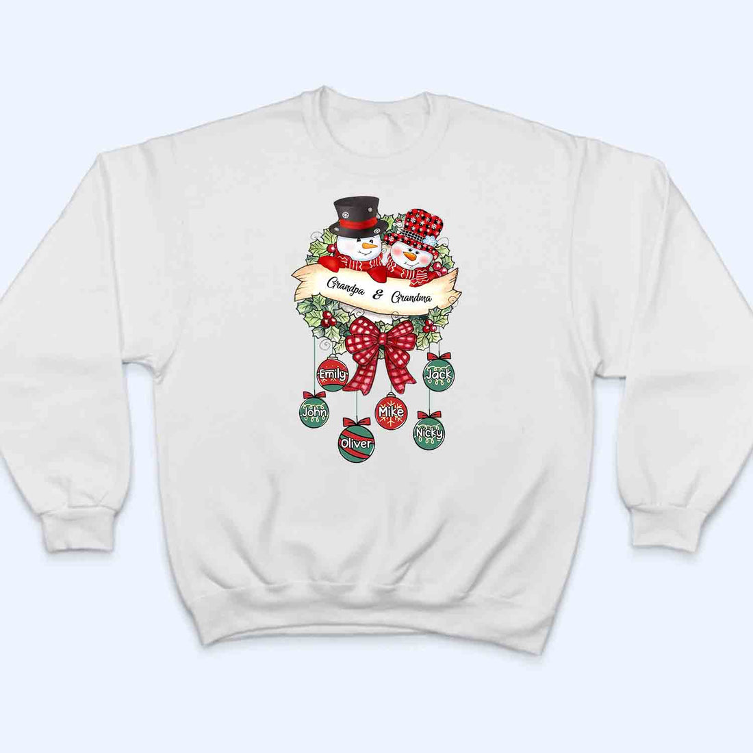 Snowman Grandpa & Grandma - Personalized Custom Shirt - Christmas Gift For Grandpa/Grandma, Mom/Dad