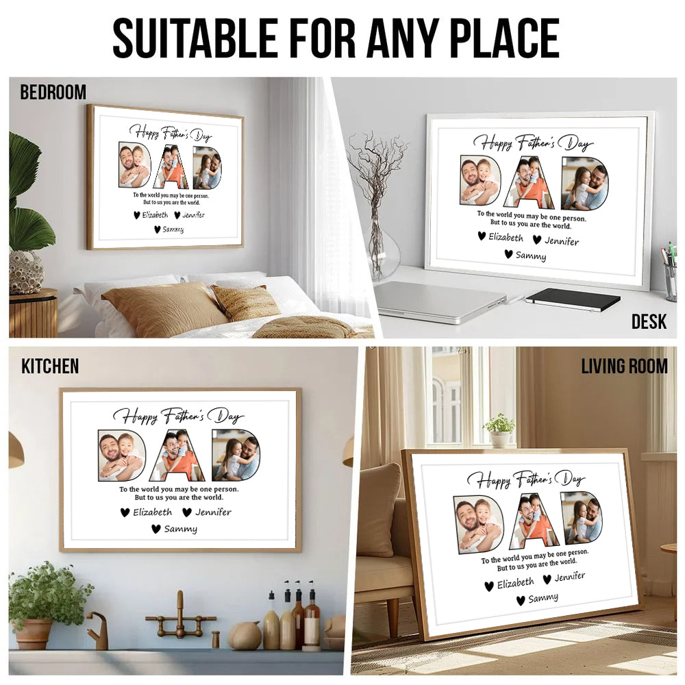 Custom Photo Happy Father's Day To Dad - Personalized Poster/Canvas - Gift For Dad, Grandpa, Father's Day