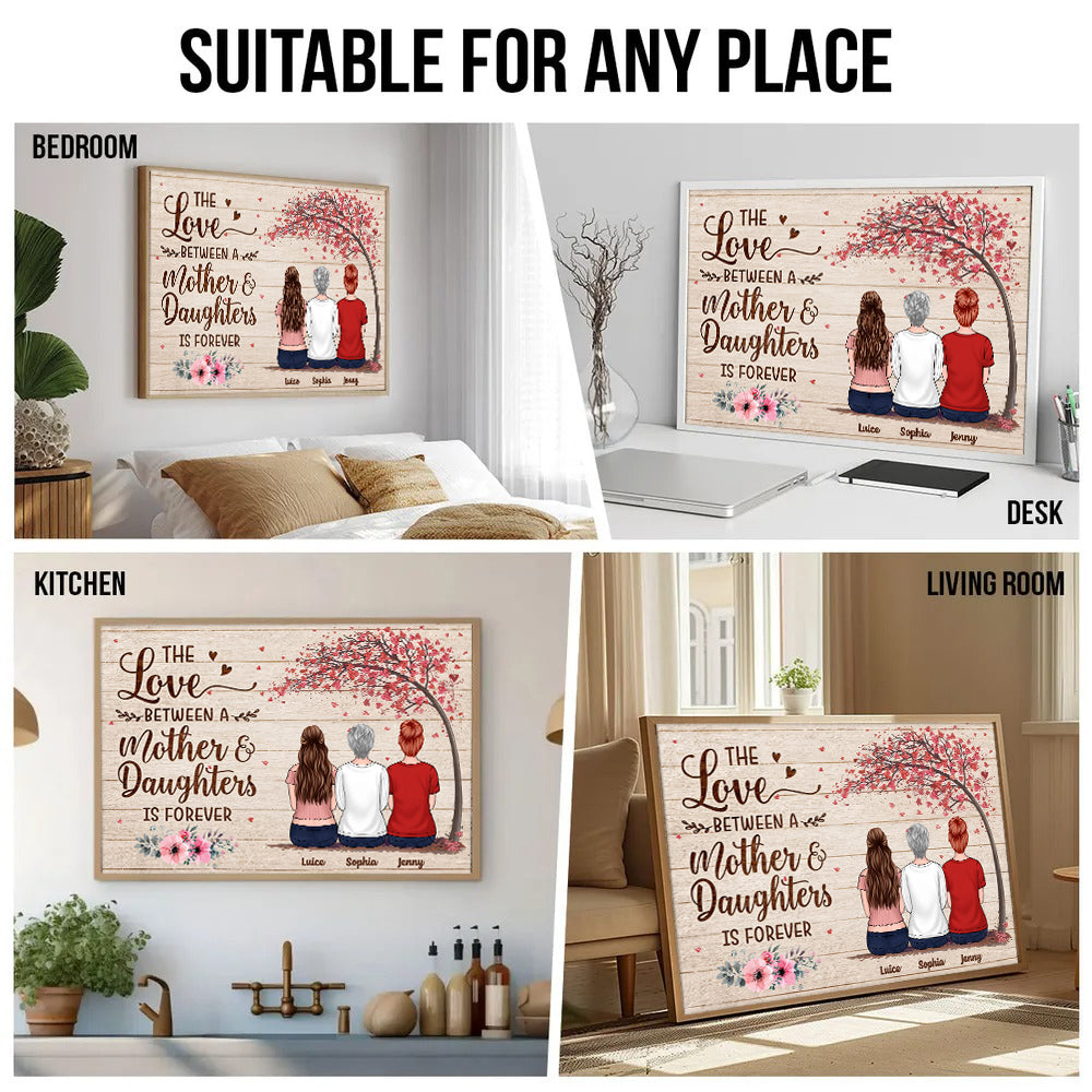 Mother & Son Daughter Forever Linked Together - Personalized Poster/Canvas - Gift For Mom, Mother's Day