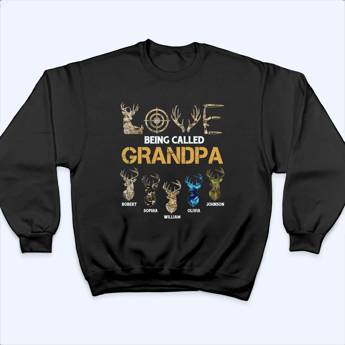 Personalized Love Being Called Grandpa Hunting Grandpa with Kids Names t-shirt, alternate view 5