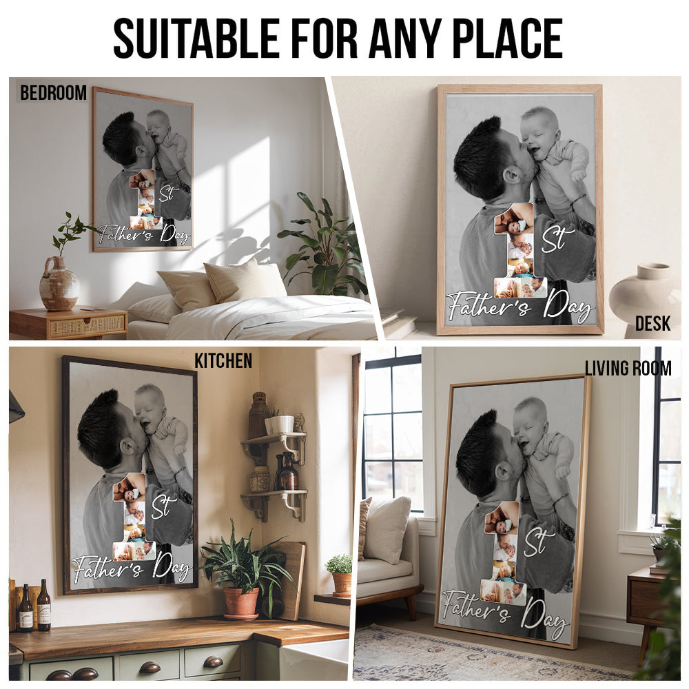 Custom Photo 1st Father's Day - Personalized Poster/Canvas - New Dad Gift From Wife, First Father's Day