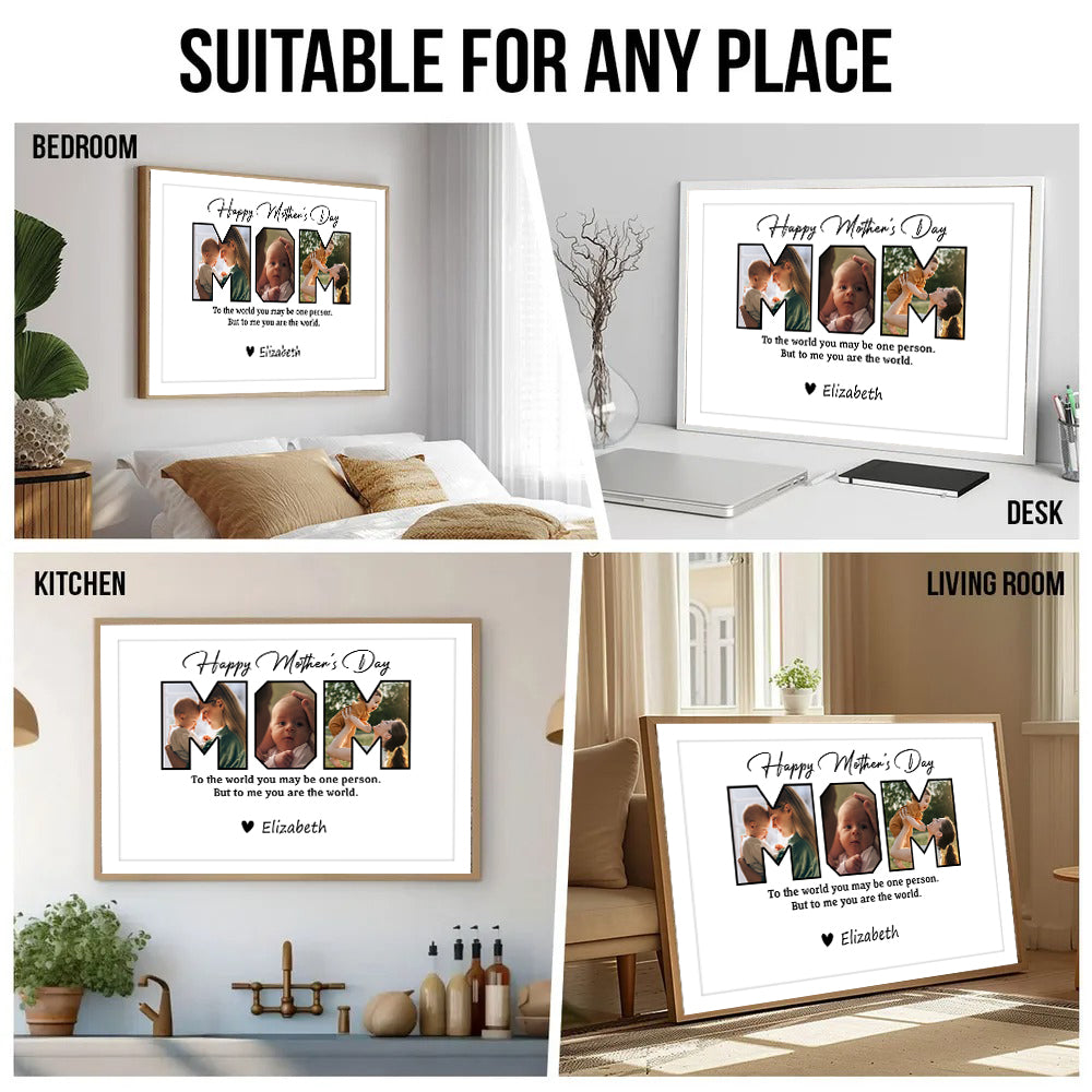 Custom Photo Happy Mother's Day To Mom poster, kitchen and living room